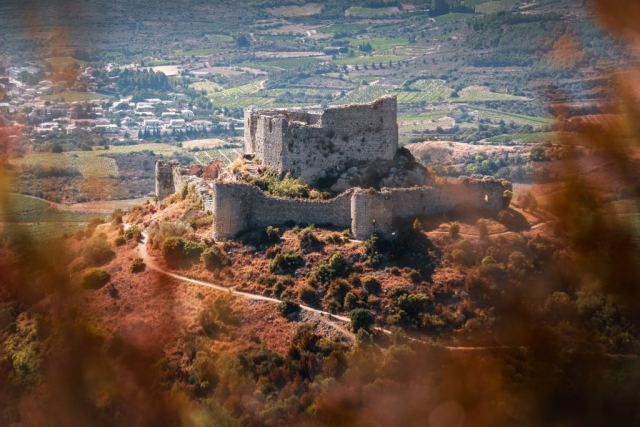Le château d'Aguilar domine la plaine viticole de Tuchan